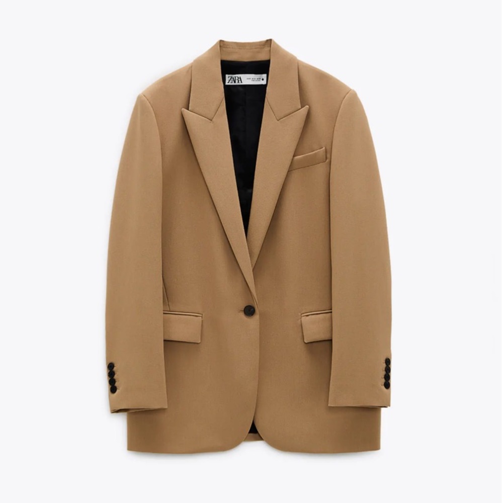 Zara Oversized Blazer With Pockets Taupe